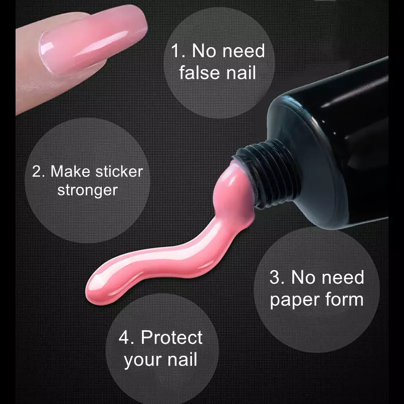 Gel polivinílico Rosa Transparente gel polivinílico Extensión de uñas para salón de uñas